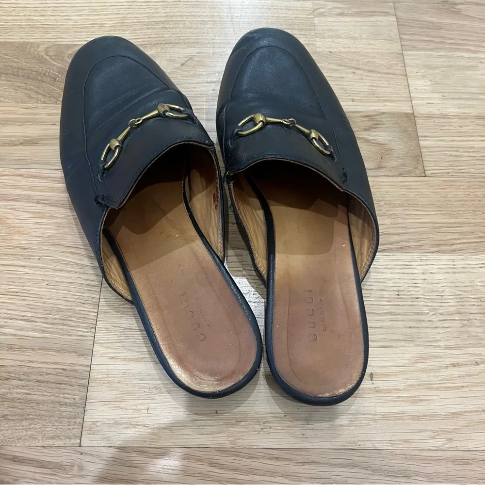 Gucci Black Leather Horsebit Mules - Picture 3 of 6